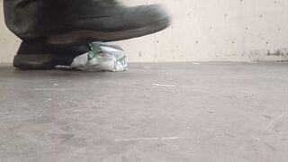 Plastic Bottle Crush. Squashed flat by my 89kg size 11 boots ????????