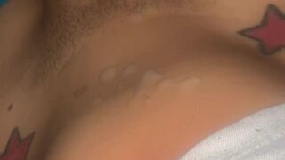 Playing with my dick while my roommate is in the room almost caught huge cum