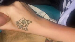 Playing with my dick while my roommate is in the room almost caught huge cum