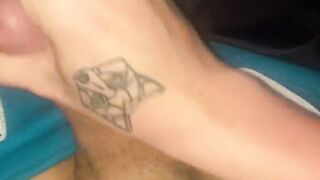 Playing with my dick while my roommate is in the room almost caught huge cum