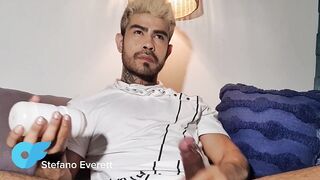 Latin boy masturbating and taking milk