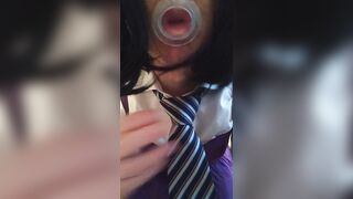 Naughty schoolgirl Cindy sucks her dummy