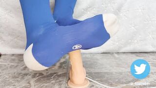 Sockjob with blue Adidas soccer socks