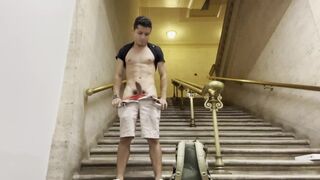 Latino Boy Shoots Cum in Chicago Union Station