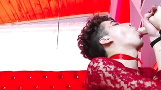 Cutest Sissy Femboy Drains Massive Dildo With Her Big Lips