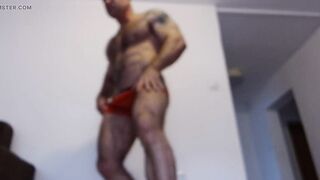 The powerful hairy bodybuilder does a striptease, poses, dances and shows a hairy hole in the ass, vol. 2