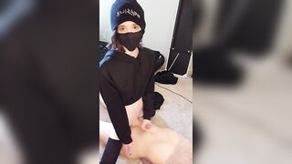 Petite Sissy Femboy Handjob and Cum