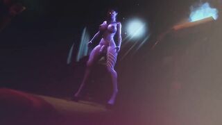 Elf girl with big tits jerking off big cock