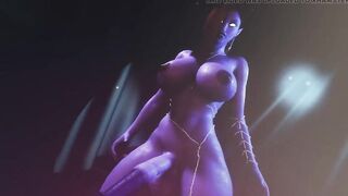 Elf girl with big tits jerking off big cock