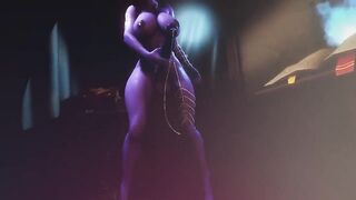 Elf girl with big tits jerking off big cock