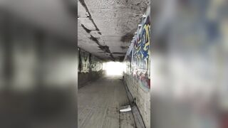 JoanaLoveTs walking and masturbating outdoors in a underground dark passage