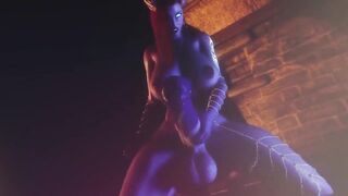 Succubus with huge cock jerking off and cumming