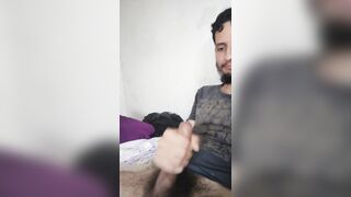 Hairy cock man jerking off his Big hairy dick