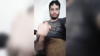 Hairy cock man jerking off his Big hairy dick