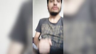 Hairy cock man jerking off his Big hairy dick