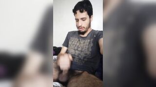 Hairy cock man jerking off his Big hairy dick