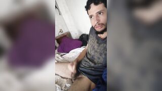 Hairy cock man jerking off his Big hairy dick