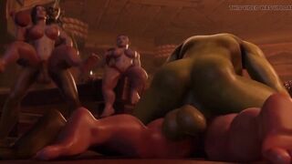 Orgy of dwarves, orcs and dwarves futunari