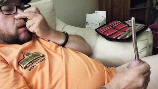 Sounding my cock till I cum with 9-10mm rod