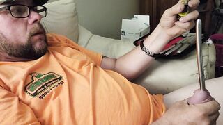 Sounding my cock till I cum with 9-10mm rod