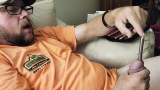 Sounding my cock till I cum with 9-10mm rod