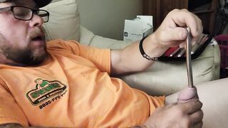 Sounding my cock till I cum with 9-10mm rod