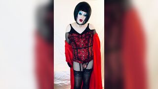 Sissy Sub Slut in Slut Lingerie and heavy makeup undresses to lingerie!