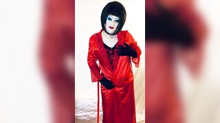 Sissy Sub Slut in Slut Lingerie and heavy makeup undresses to lingerie!