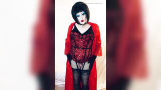 Sissy Sub Slut in Slut Lingerie and heavy makeup undresses to lingerie!