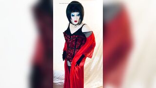 Sissy Sub Slut in Slut Lingerie and heavy makeup undresses to lingerie!