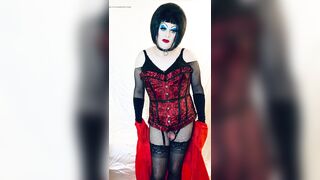 Sissy Sub Slut in Slut Lingerie and heavy makeup undresses to lingerie!