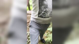 Grey golf pants piss and River wade