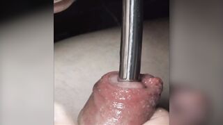 Uncut Cock deep Sounded by extreme ...mm Hegar Rod POV with live Audio