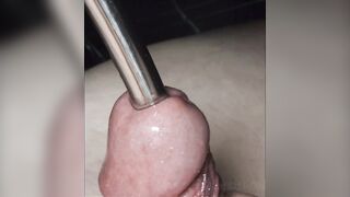 Uncut Cock deep Sounded by extreme ...mm Hegar Rod POV with live Audio